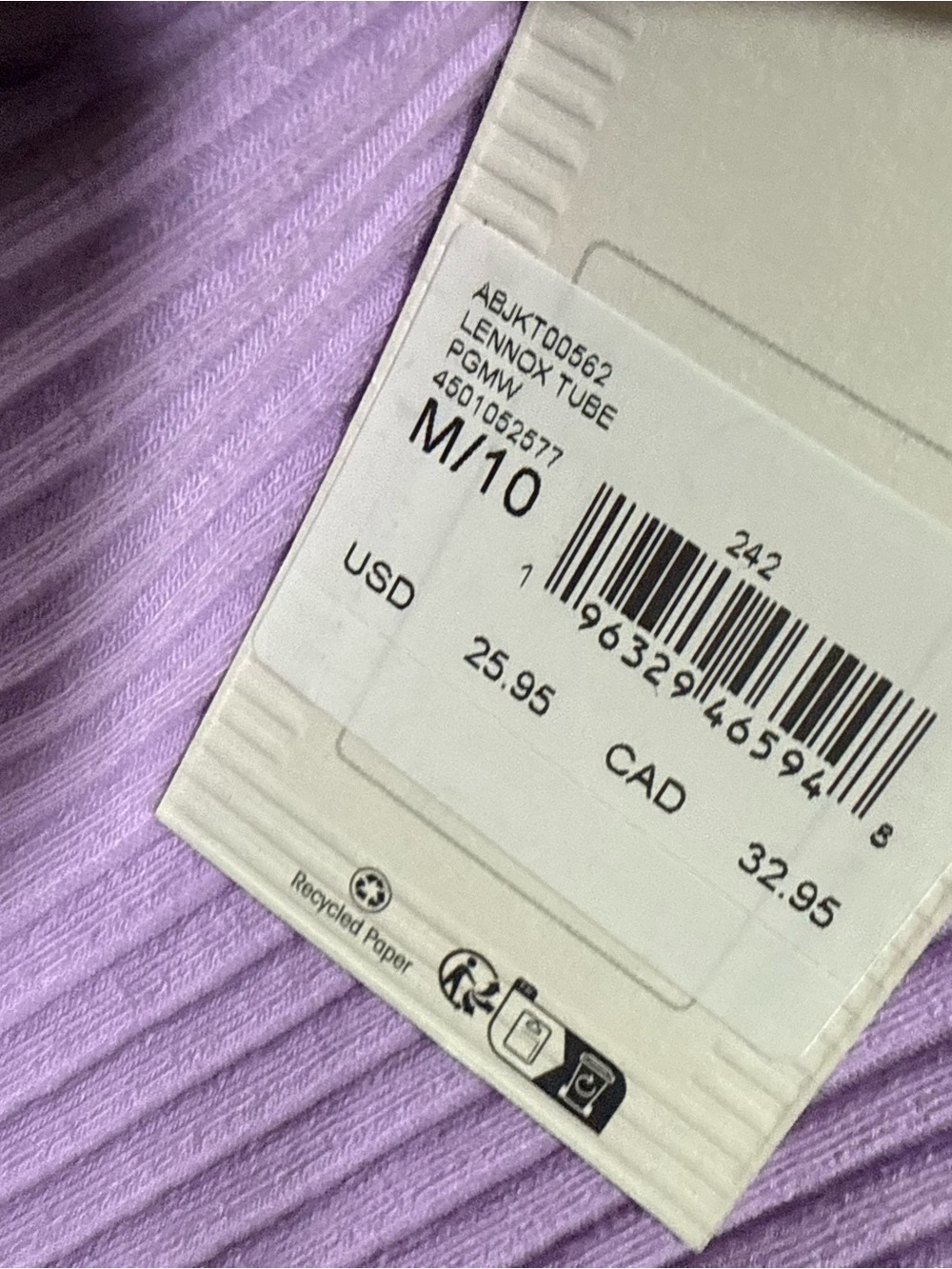 Billabong Lavender Ribbed Ruched Crop Top - Picture 3 of 3